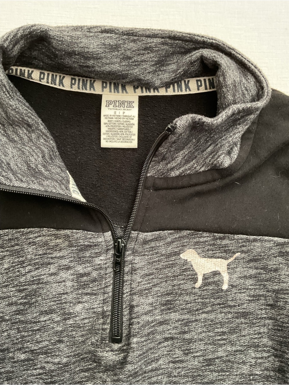 PINKw Victoria's Secret Charcoal Gray Quarter-Zip Pullover Sweater - Picture 3 of 4